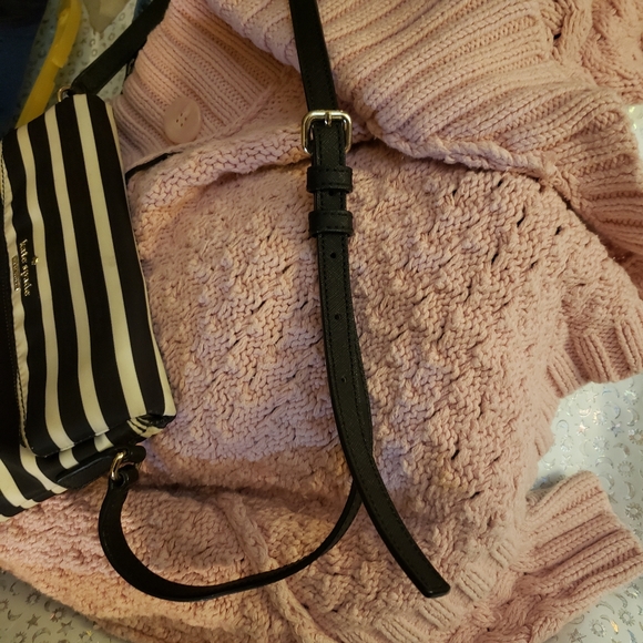 Kate Spade black and white striped shoulder bag crossbody purse - Picture 7 of 7